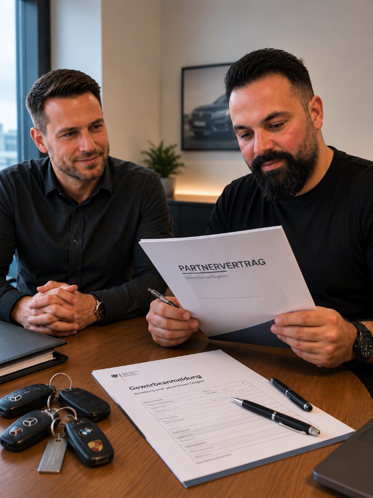 Partnervertrag und persönliche Abstimmung am Tisch